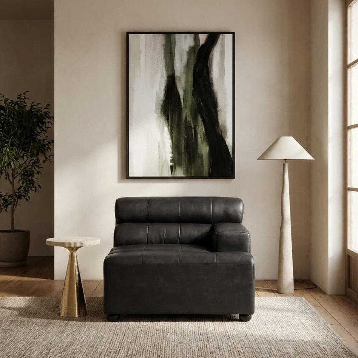 Orsina King Right Arm Modular Sofa – Antique Black Leather