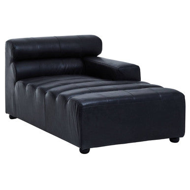 Orsina King Antique Black Leather Modular Right Arm Chaise Sofa
