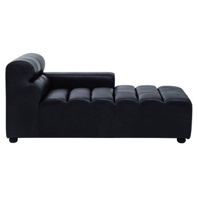Orsina King Antique Black Leather Modular Right Arm Chaise Sofa