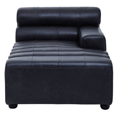 Orsina King Antique Black Leather Modular Right Arm Chaise Sofa