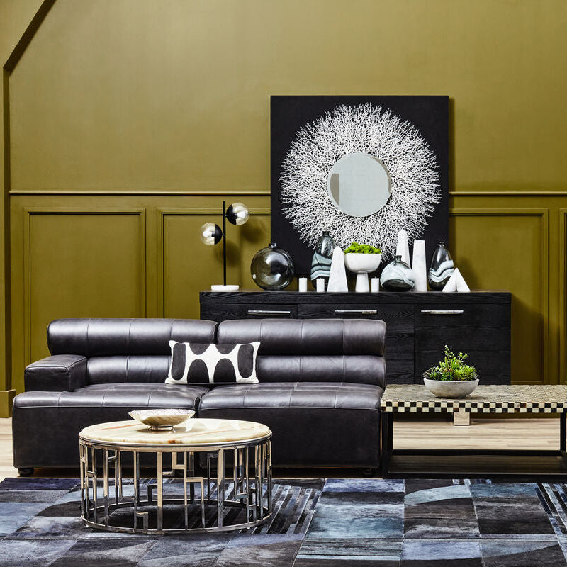 Orsina King Armless Modular Sofa Chair – Antique Black Leather