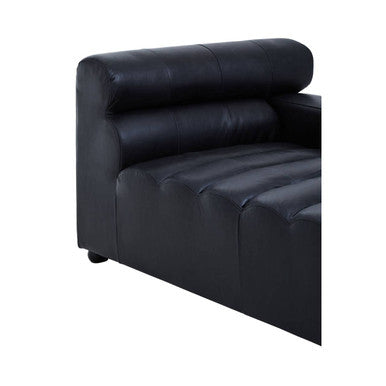 Orsina King Antique Black Leather Modular Right Arm Chaise Sofa