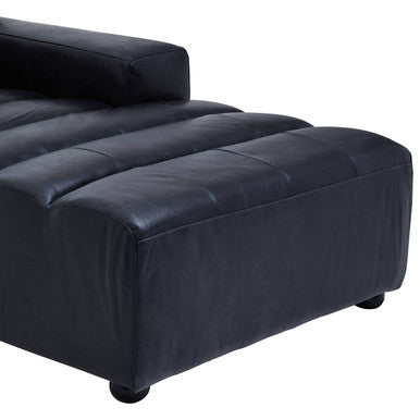 Orsina King Antique Black Leather Modular Right Arm Chaise Sofa