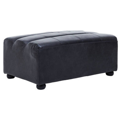 Orsina King Antique Black Leather Modular Ottoman | Modern Footstool