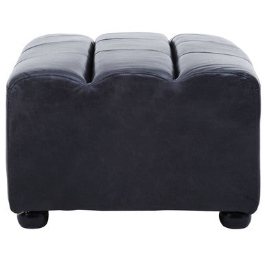 Orsina King Antique Black Leather Modular Ottoman | Modern Footstool