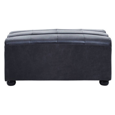 Orsina King Antique Black Leather Modular Ottoman | Modern Footstool