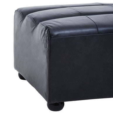Orsina King Antique Black Leather Modular Ottoman | Modern Footstool
