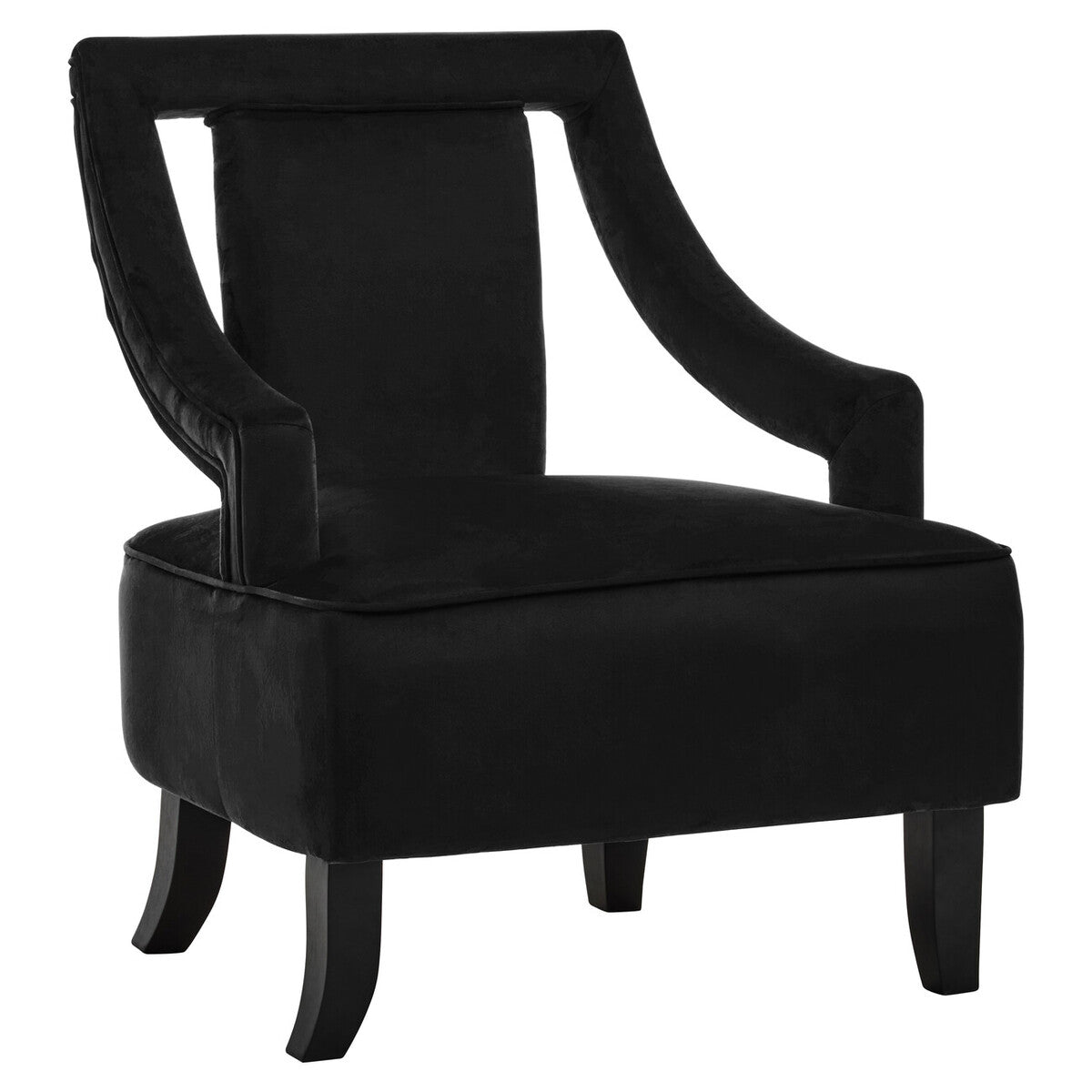 Orsina Faye Black Velvet Accent Chair | Mid-Century Modern Armchair