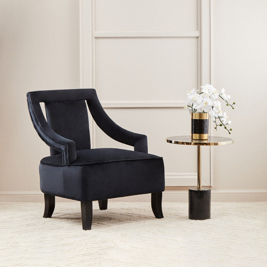 Orsina Faye Black Velvet Accent Chair | Mid-Century Modern Armchair