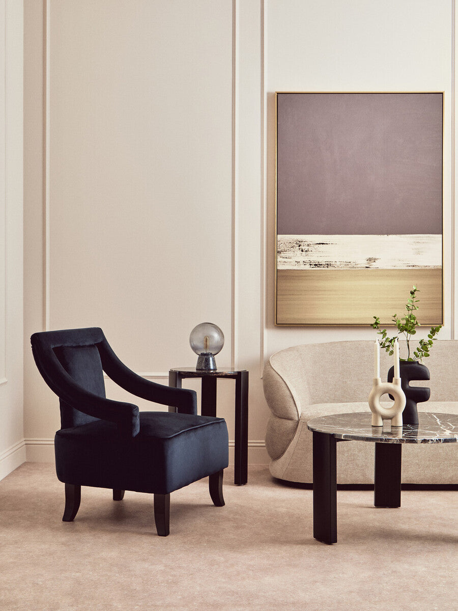 Orsina Faye Black Velvet Accent Chair | Mid-Century Modern Armchair