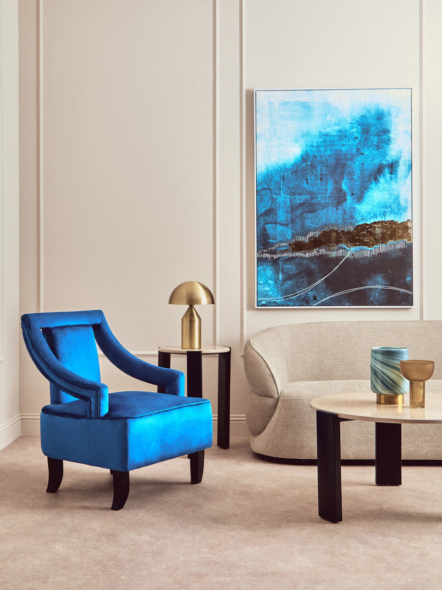 Orsina Faye Midnight Blue Velvet Accent Chair | Modern Lounge Seating
