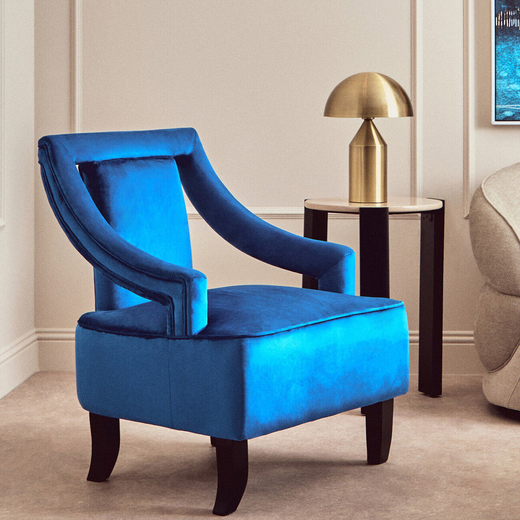 Orsina Faye Midnight Blue Velvet Accent Chair | Modern Lounge Seating