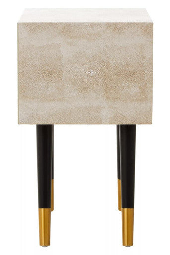 Orsina Cadio Faux Shagreen 2-Drawer Bedside Table with Gold Accents