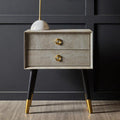 Orsina Cadio Faux Shagreen 2-Drawer Bedside Table with Gold Accents