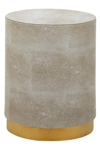 Orsina Cadio Shagreen Round Stool – Gold Stainless Steel Vanity Seat