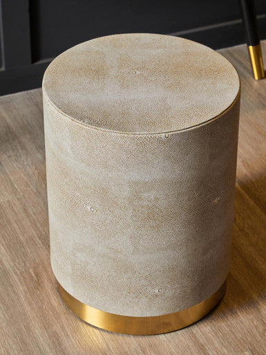Orsina Cadio Shagreen Round Stool – Gold Stainless Steel Vanity Seat