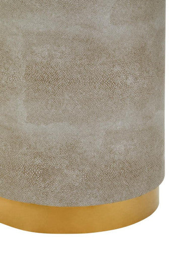 Orsina Cadio Shagreen Round Stool – Gold Stainless Steel Vanity Seat