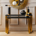 Orsina Cardoba Black Shagreen Console Tables | Set of 2 Gold Base