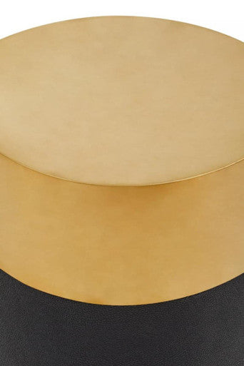 Orsina Cardoba Black Shagreen Side Table & Stool with Gold Top