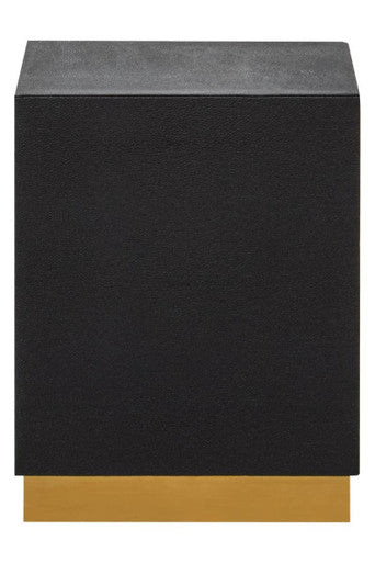 Orsina Cardoba Black Shagreen Square Side Table & Stool | Gold Base