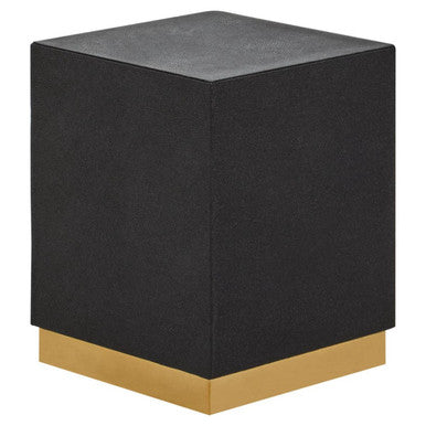Orsina Cardoba Black Shagreen Square Side Table & Stool | Gold Base
