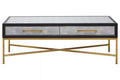 Orsina Cadiz Grey Shagreen Coffee Table with Gold Cross Leg Frame
