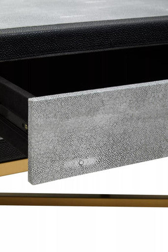 Orsina Cadiz Grey Shagreen Coffee Table with Gold Cross Leg Frame