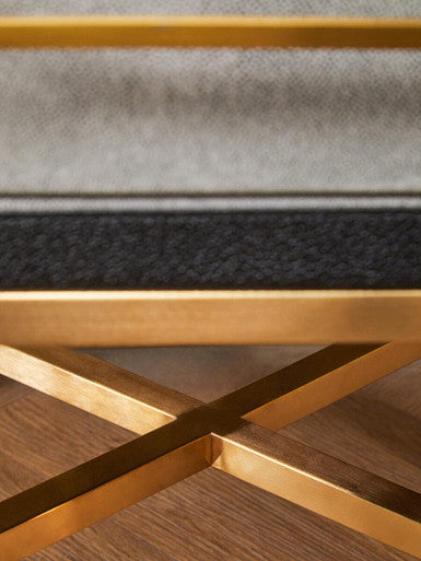 Orsina Cadiz Grey Shagreen Side Table – Gold Cross Legs & Drawer
