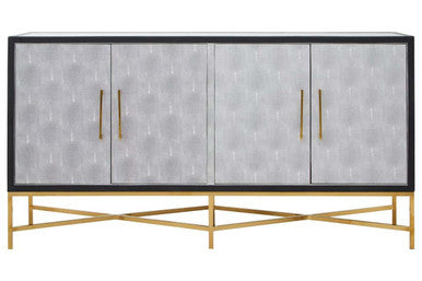 Orsina Cadiz Grey Shagreen Sideboard – 4-Door Storage Credenza