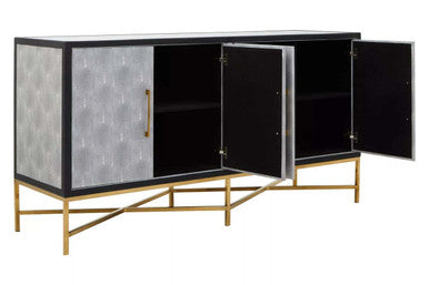 Orsina Cadiz Grey Shagreen Sideboard – 4-Door Storage Credenza
