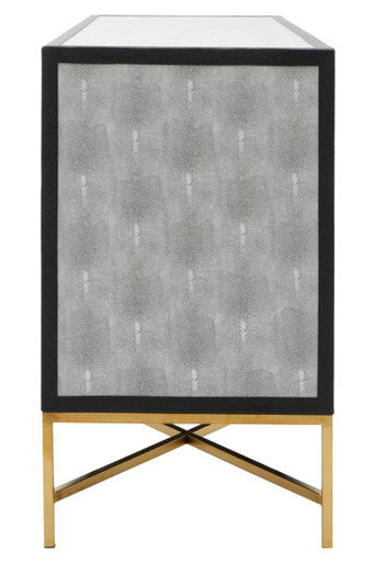 Orsina Cadiz Grey Shagreen Sideboard – 4-Door Storage Credenza