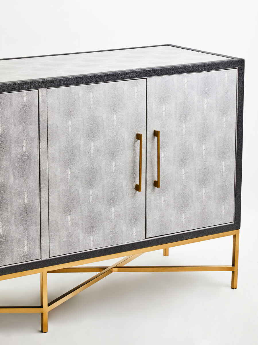 Orsina Cadiz Grey Shagreen Sideboard – 4-Door Storage Credenza