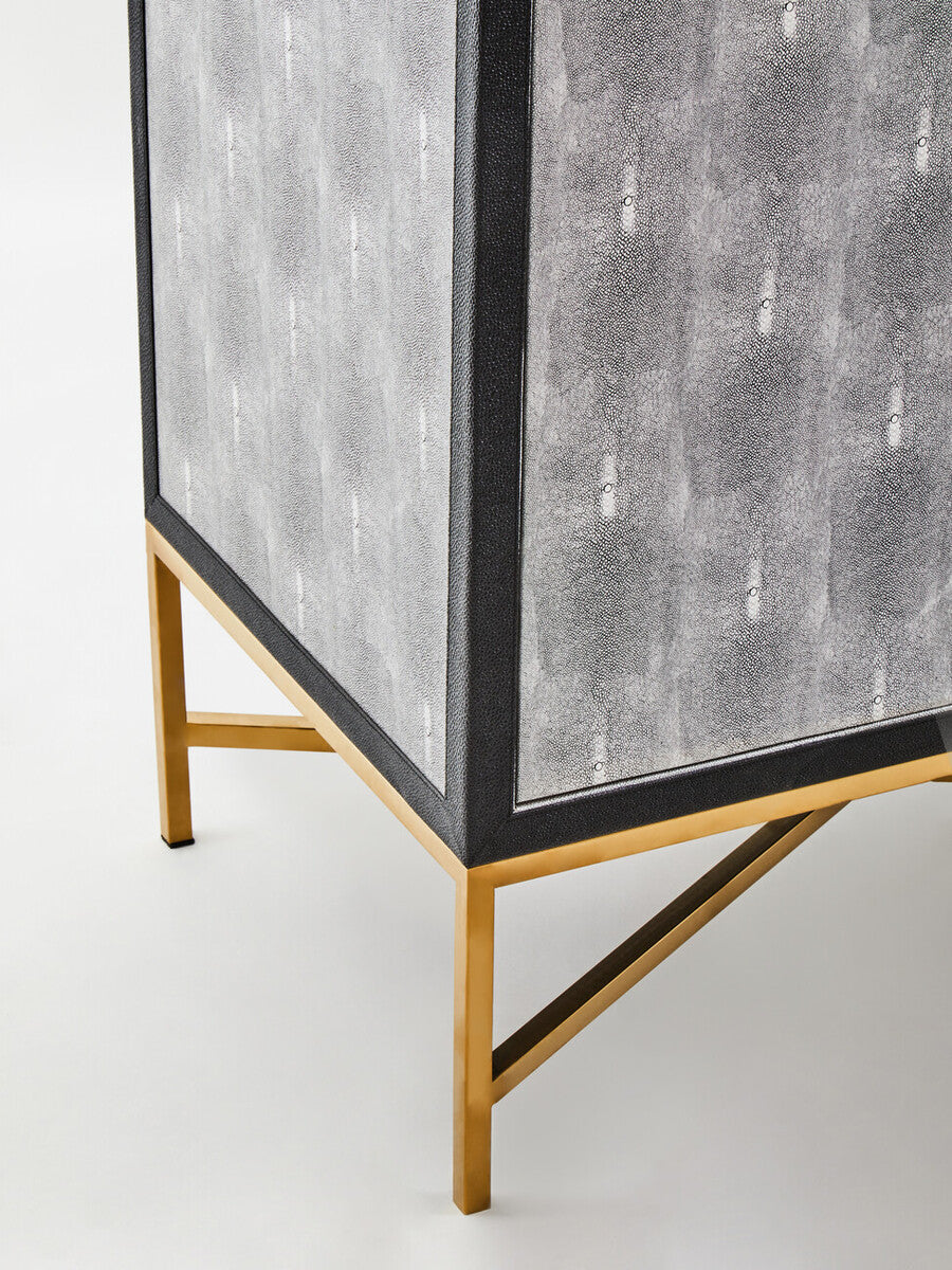 Orsina Cadiz Grey Shagreen Sideboard – 4-Door Storage Credenza