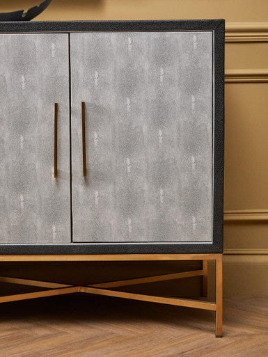 Orsina Cadiz Grey Shagreen Sideboard – 4-Door Storage Credenza