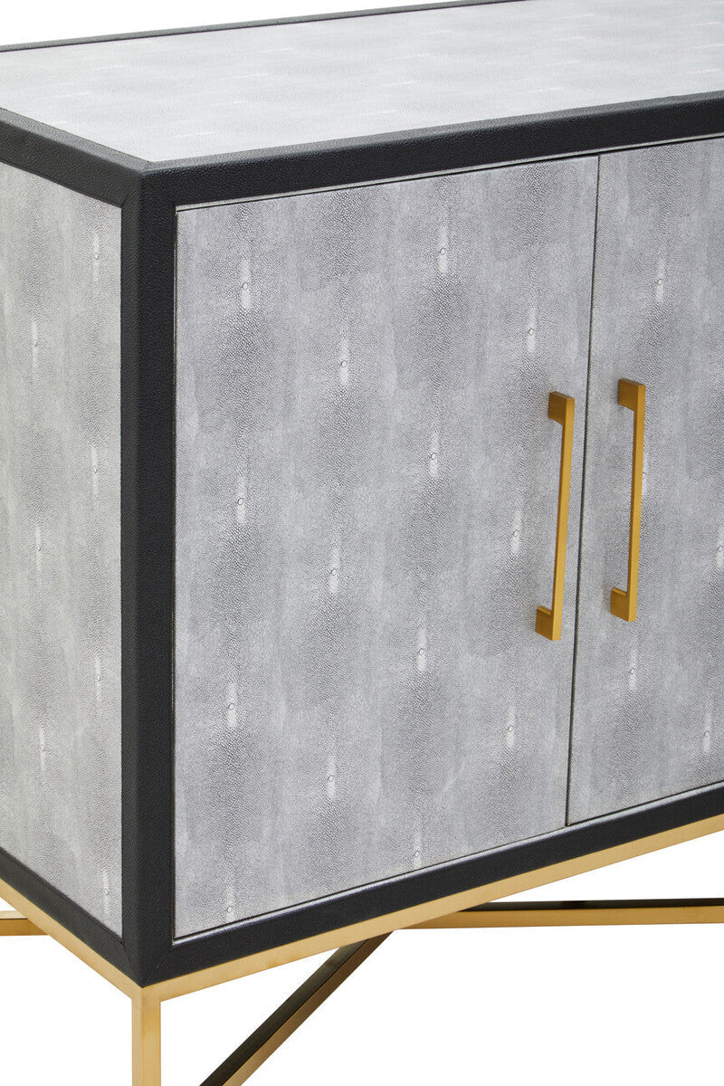 Orsina Cadiz Grey Shagreen Sideboard – 4-Door Storage Credenza