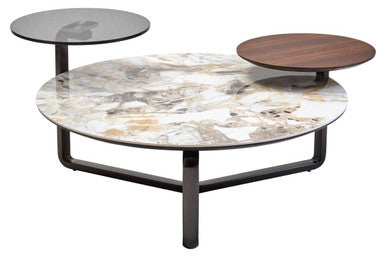 Orsina Imperia 3-Tier Marble Effect Ceramic and Glass Coffee Table