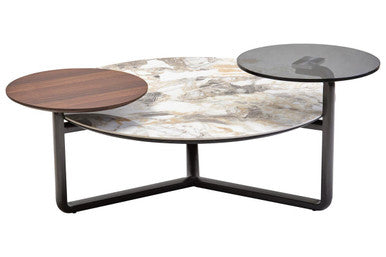 Orsina Imperia 3-Tier Marble Effect Ceramic and Glass Coffee Table