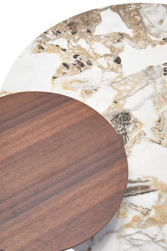 Orsina Imperia 3-Tier Marble Effect Ceramic and Glass Coffee Table