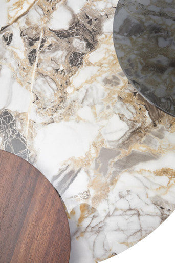 Orsina Imperia 3-Tier Marble Effect Ceramic and Glass Coffee Table