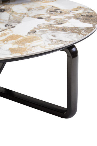 Orsina Imperia 3-Tier Marble Effect Ceramic and Glass Coffee Table