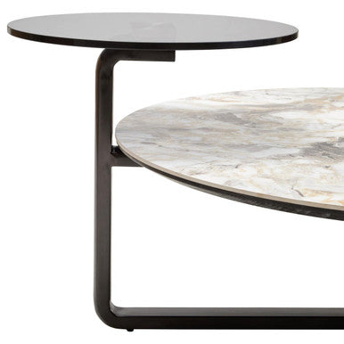 Orsina Imperia 3-Tier Marble Effect Ceramic and Glass Coffee Table