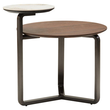 Orsina Imperia Round 2-Tier Coffee Table – Marble & Eucalyptus