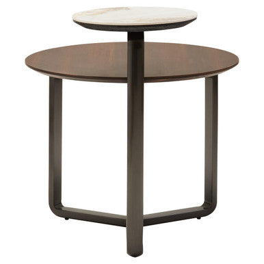 Orsina Imperia Round 2-Tier Coffee Table – Marble & Eucalyptus
