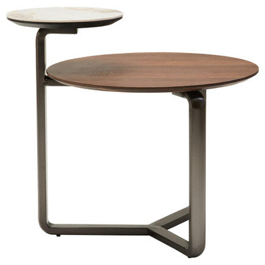 Orsina Imperia Round 2-Tier Coffee Table – Marble & Eucalyptus