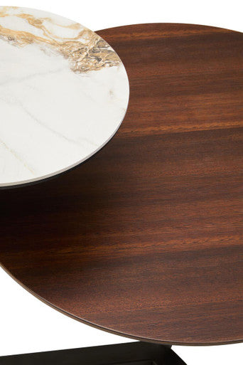 Orsina Imperia Round 2-Tier Coffee Table – Marble & Eucalyptus