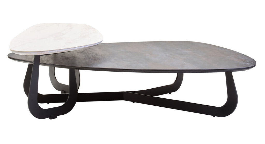 Orsina Imperia 2-Tier Asymmetrical Coffee Table | Grey & White Ceramic