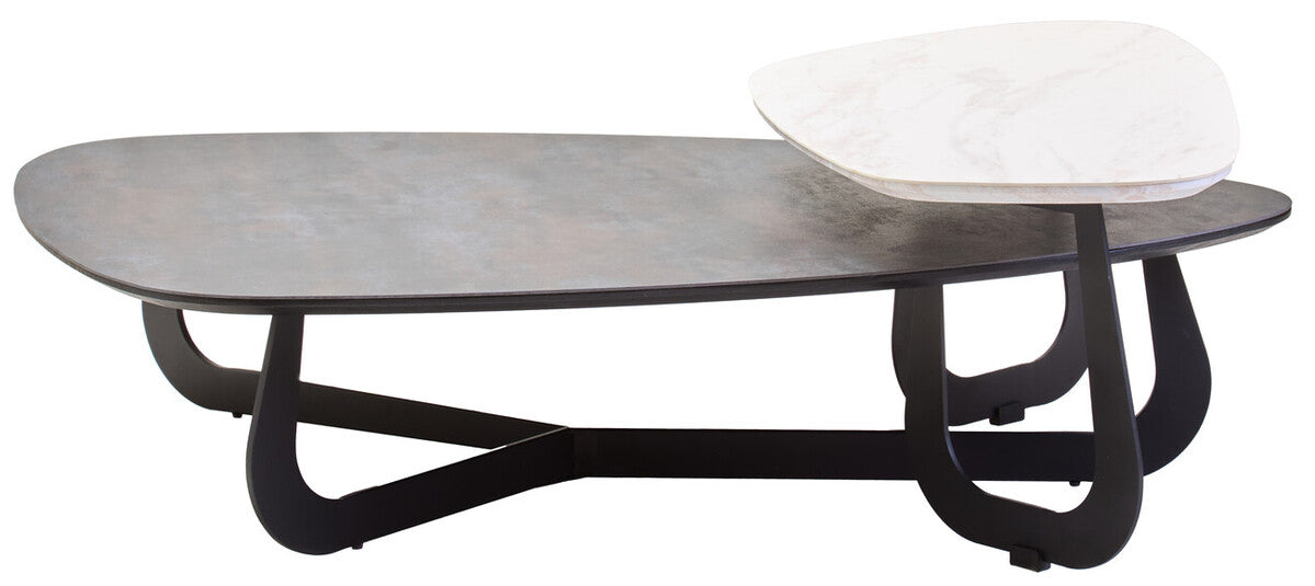 Orsina Imperia 2-Tier Asymmetrical Coffee Table | Grey & White Ceramic