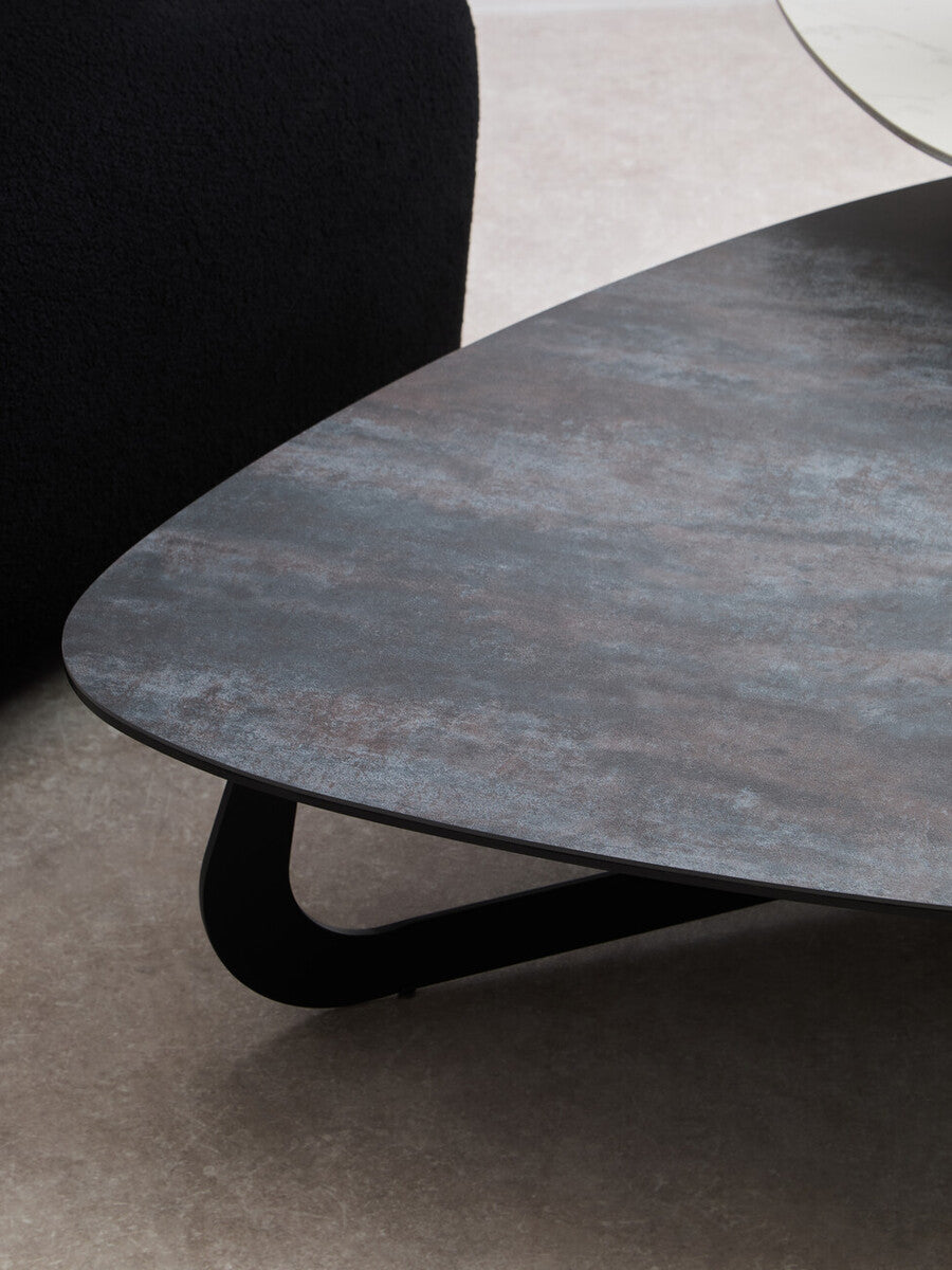 Orsina Imperia 2-Tier Asymmetrical Coffee Table | Grey & White Ceramic