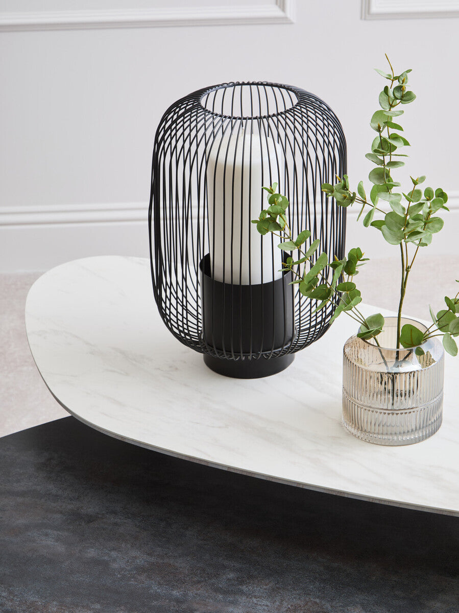 Orsina Imperia 2-Tier Asymmetrical Coffee Table | Grey & White Ceramic