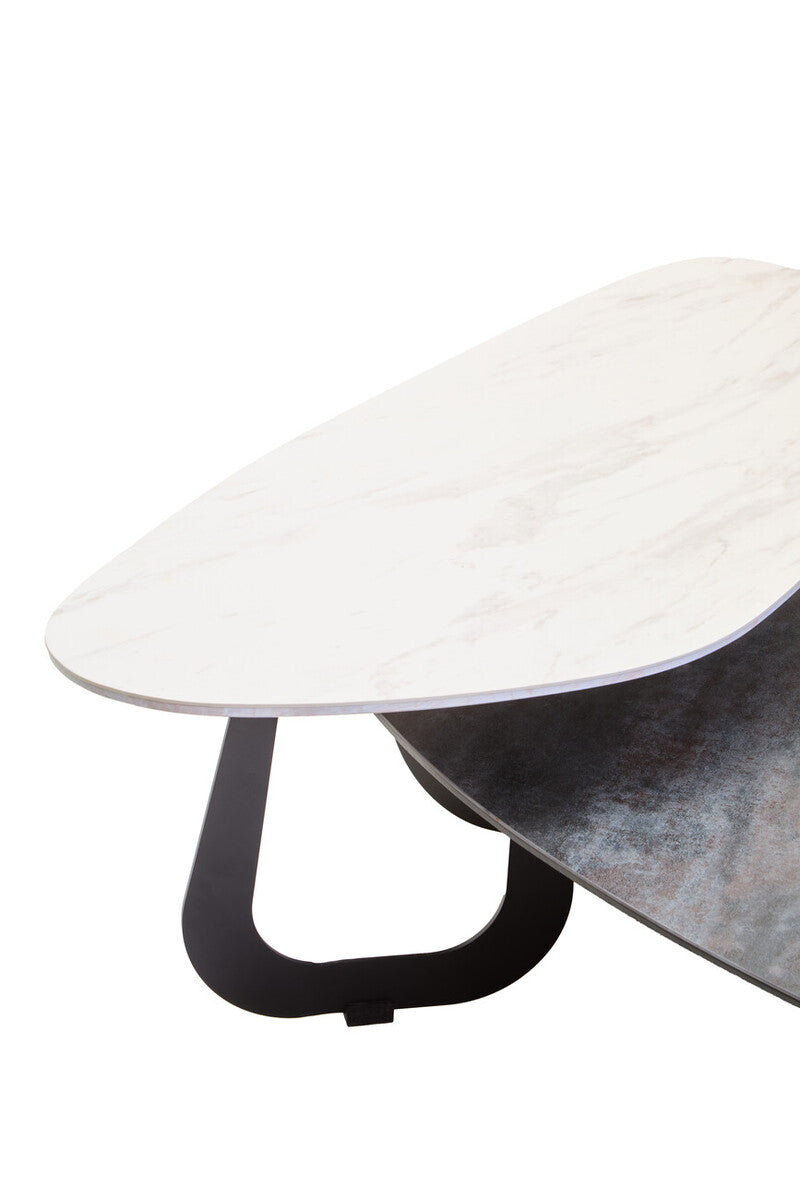 Orsina Imperia 2-Tier Asymmetrical Coffee Table | Grey & White Ceramic